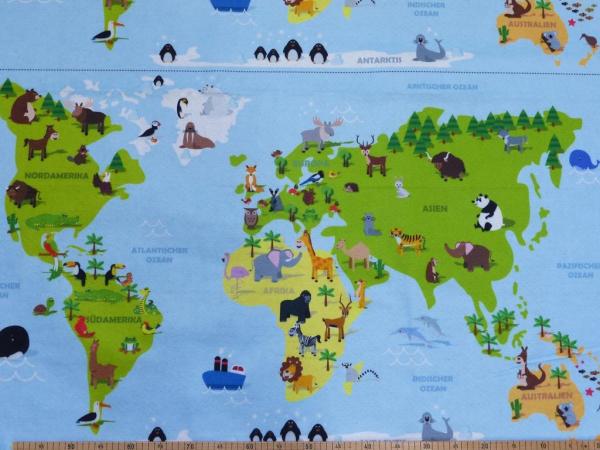 Spieleteppich aus Filz Weltkart mit Tieren Panel ca. 67cm